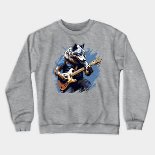 Wolf Playing Guitar Crewneck Sweatshirt